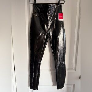 NWT Spanx Black Faux Leather Leggings Sz Small Petite